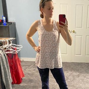 Pink and white dressy tank top